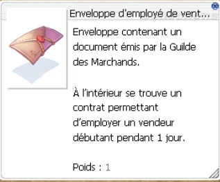 tooltip de l'objet Enveloppe d'employé de vente (Sales Assistant Ticket)