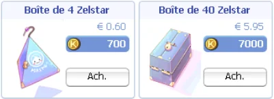 Boîte de 4 Zelstar et Boîte de 40 Zelstar dans la boutique en ligne