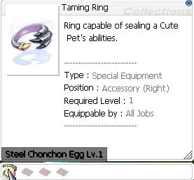 infobulle de la Bague de dressage avec un œuf de Steel Chonchon attaché