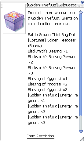 récompense « [Golden ThiefBug] Subjugation »
