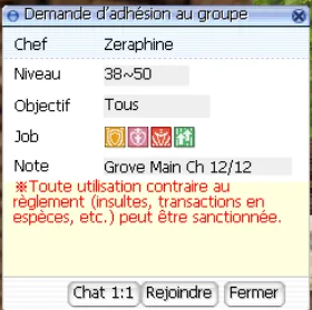 fenêtre de demande d'adhésion au groupe avec le bouton Rejoindre