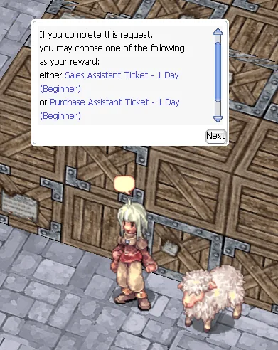 choix de récompense entre Sales Assistant Ticket et Purchase Assistant Ticket