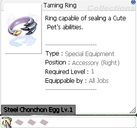 infobulle de la Bague de dressage avec un œuf de Steel Chonchon attaché