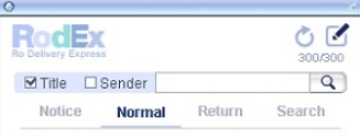 fenêtre RodEx avec les onglets Notice, Normal, Return et Search
