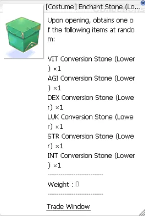contenu possible de l'Enchant Stone (Lower) Box