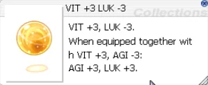 tooltip de l'effet VIT +3 LUK -3 une fois enchanté