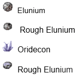 icônes de l'Elunium, du Rough Elunium et de l'Oridecon
